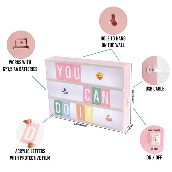 BONNYCO Pink Cinema LED Home Office & Room Decor Light Box NIB - Picture 2 of 7